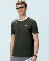 Men Lotto Chinese Collar Polo - Forest Night T-shirts