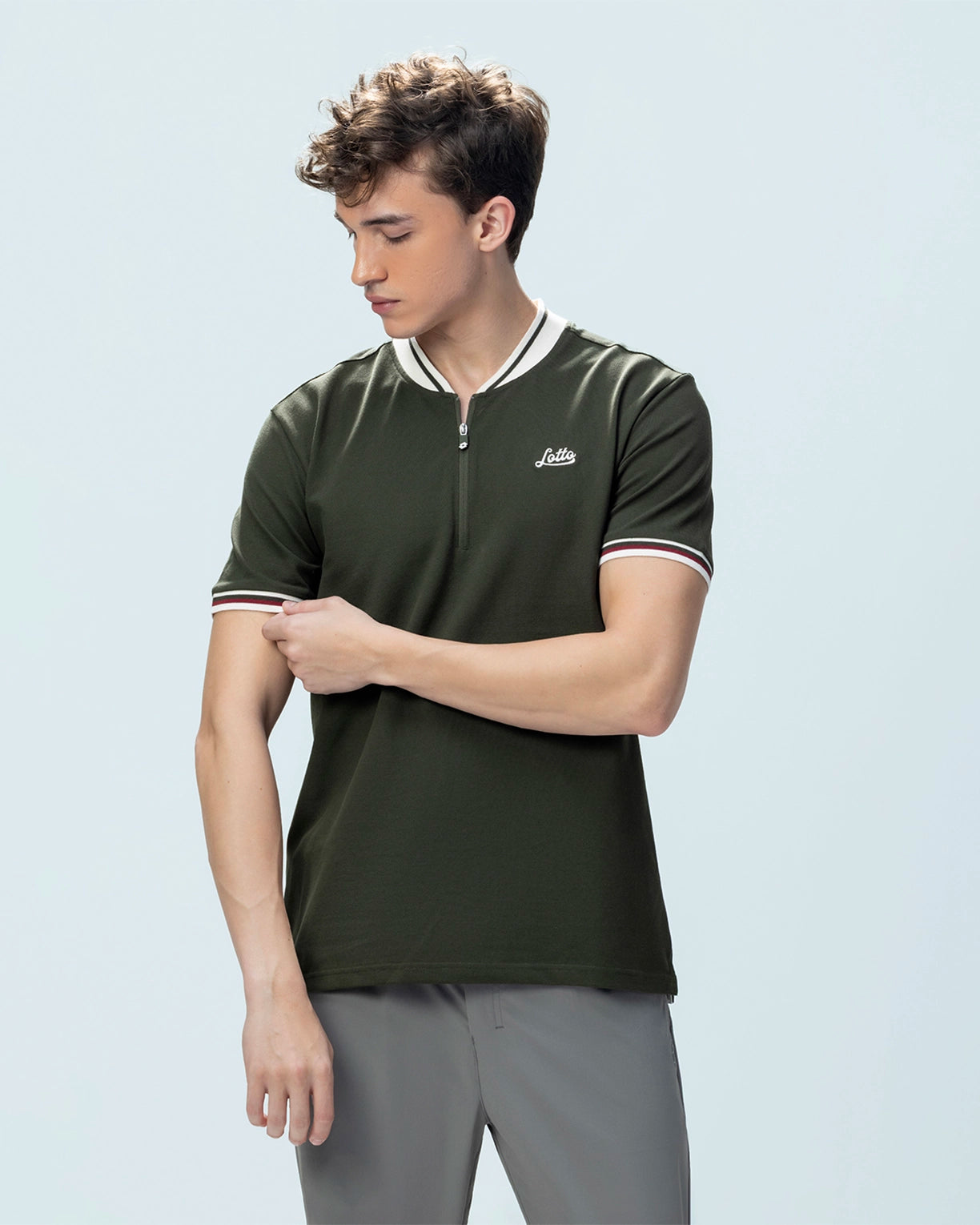 Chinese Collar Polo - Forest Night