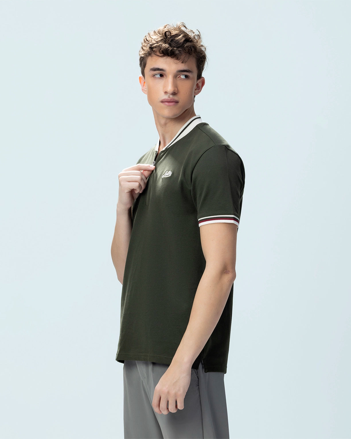 Chinese Collar Polo - Forest Night