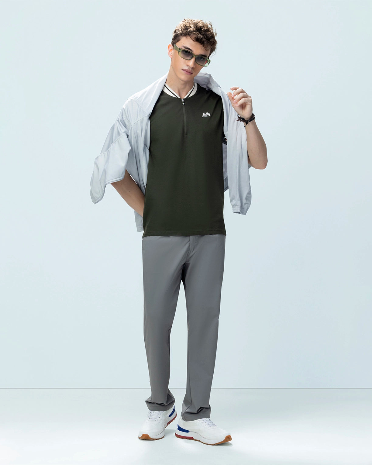 Chinese Collar Polo - Forest Night
