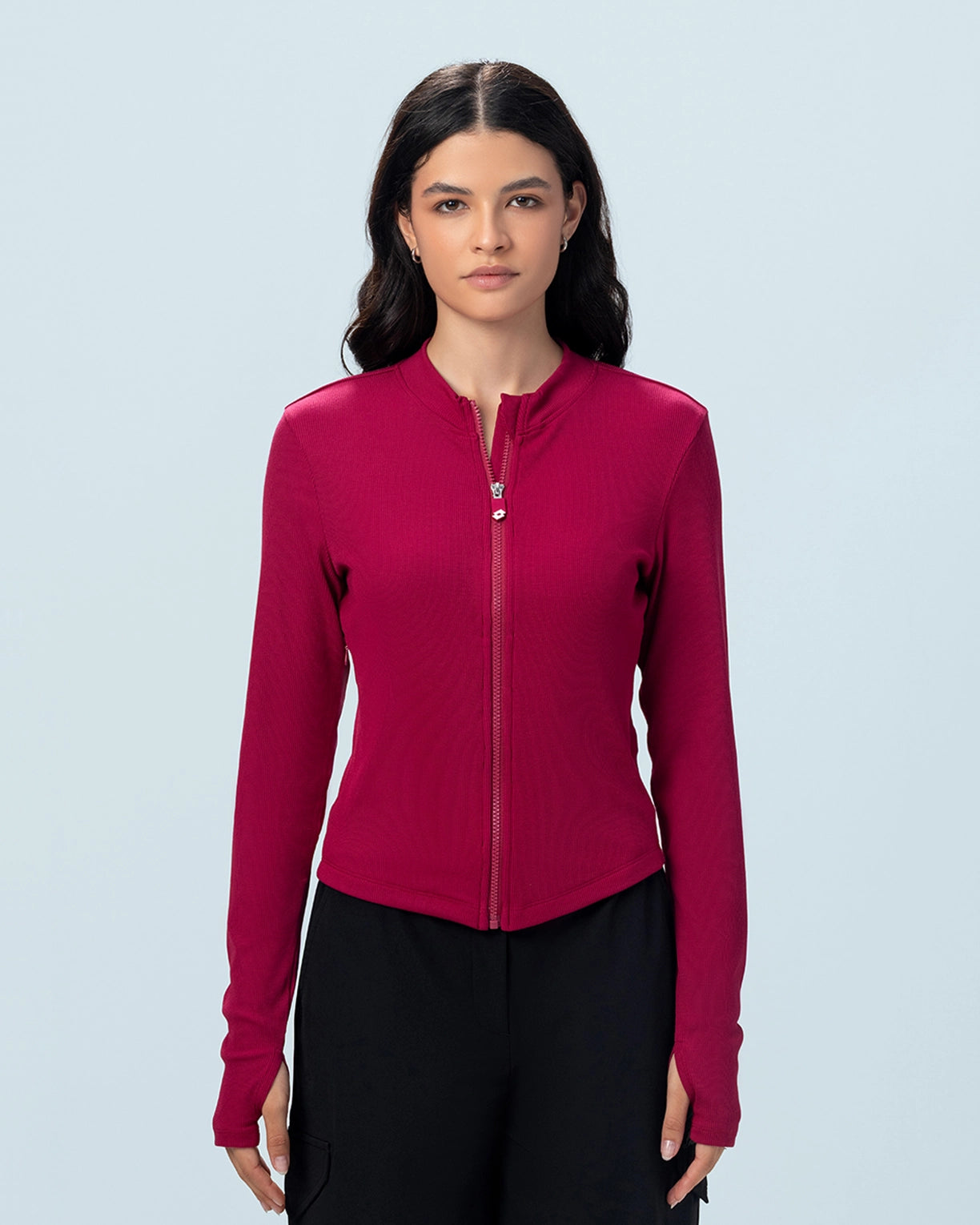 Street Play Rib Modal Zip Through Jacket - Anemone