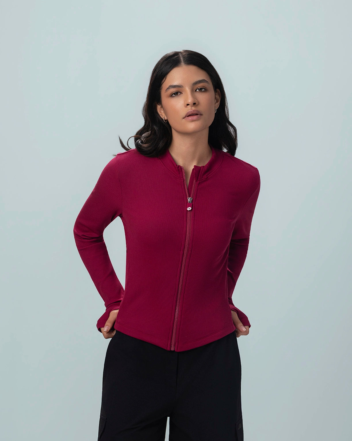 Women Lotto Street Play Rib Modal Zip Through Jacket - Anemone Jackets0