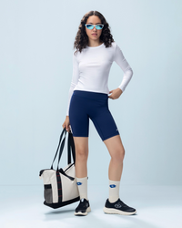 Women Lotto Play Biker Shorts - Medieval Blue 
