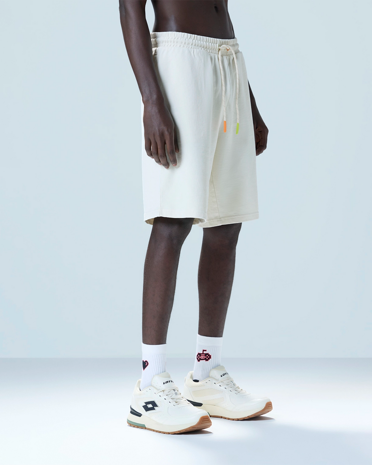 Men Lotto Street Play Shorts - Off White Shorts2