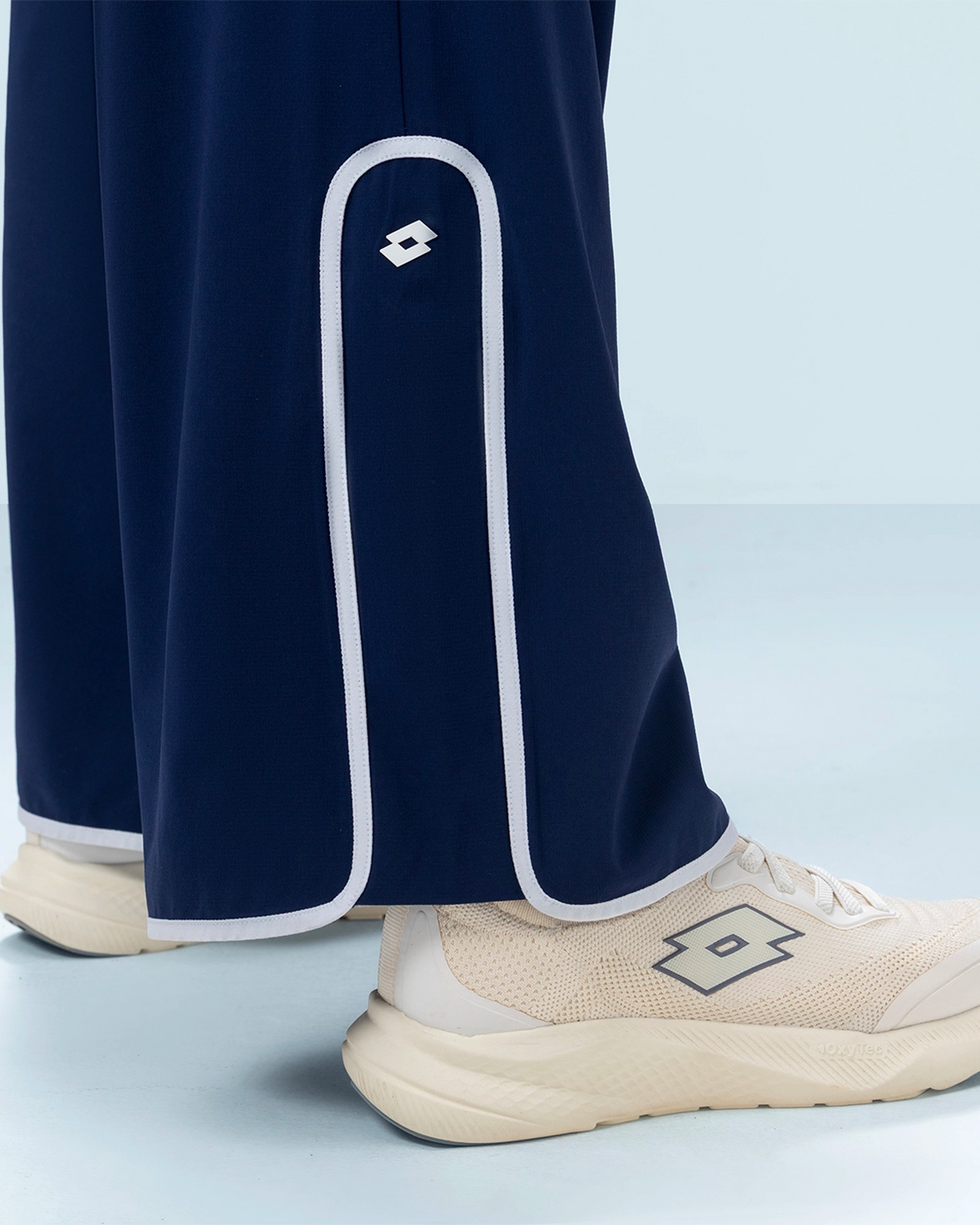 Courtline Wide Banded Pants - Navy Blue