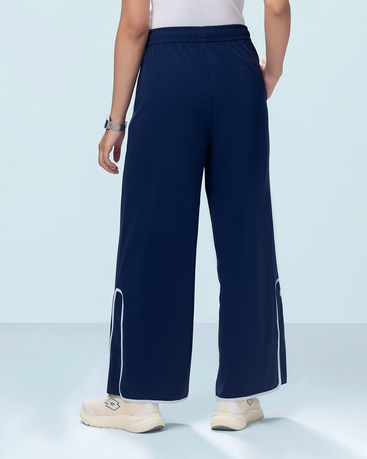 Courtline Wide Banded Pants - Navy Blue