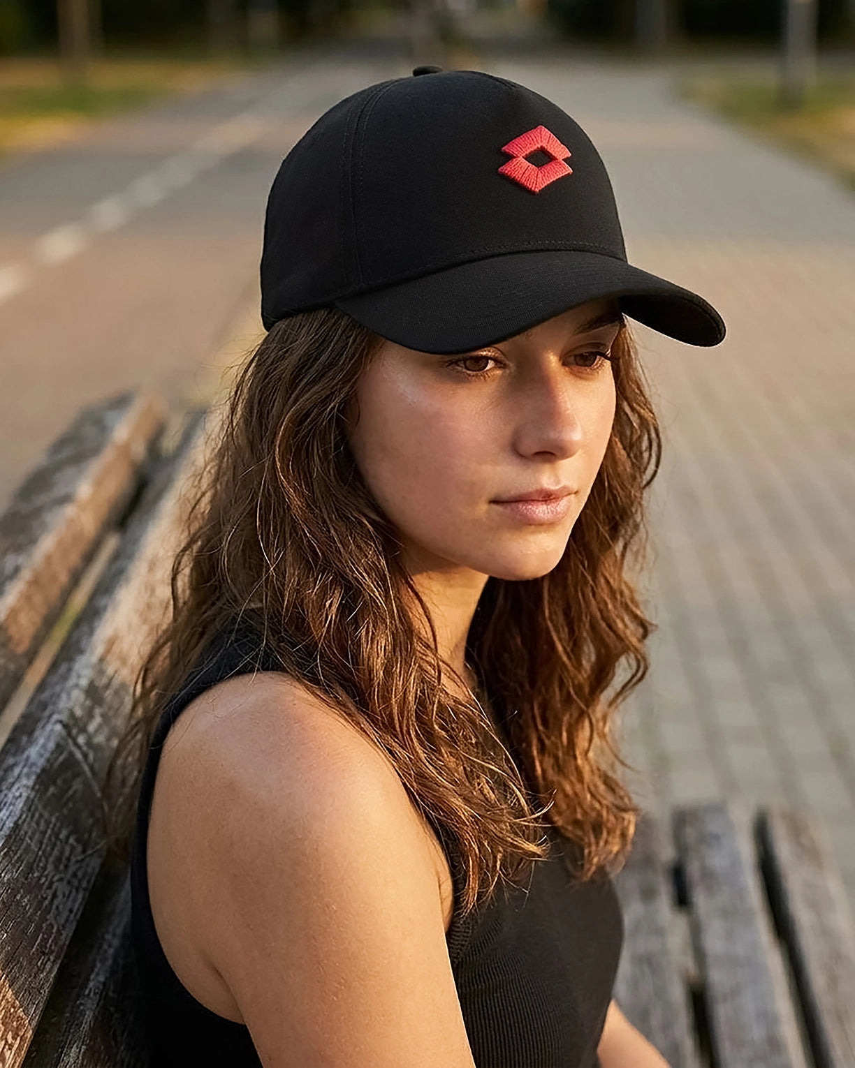 Unisex Lotto Essentials Baseball Cap - Black Beauty-High Risk Red Caps1