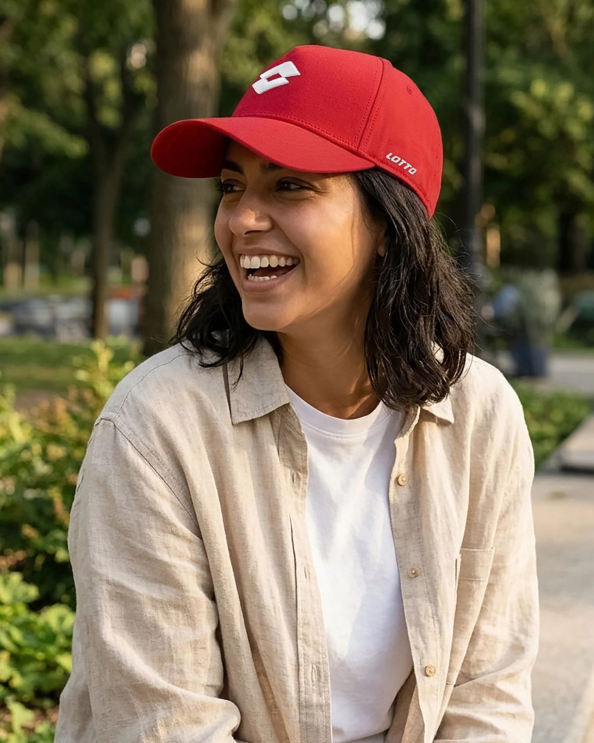 Unisex Lotto Essentials Baseball Cap - Cherry Tomato-Star White Caps1