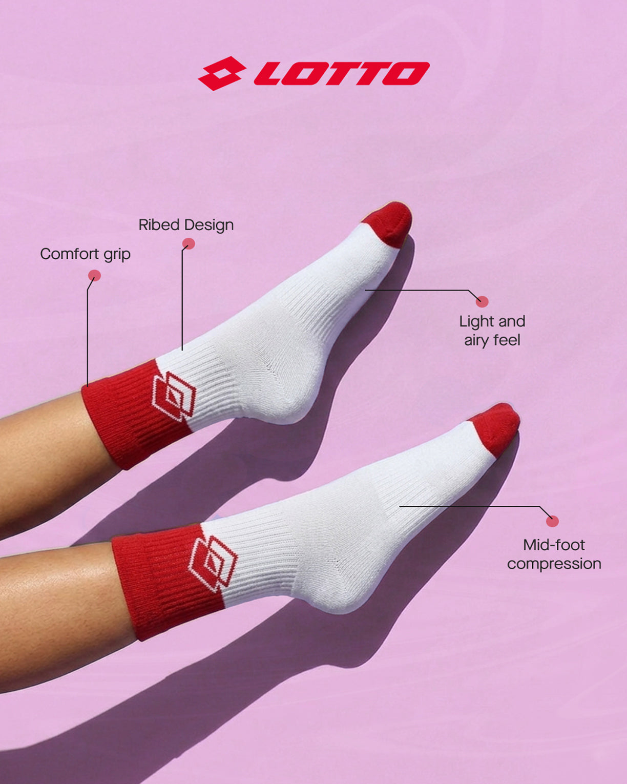 Unisex Lotto Lotto League Socks 1.0 Pack of 3 - Black Beauty-Fiery Red-Bright White Socks8