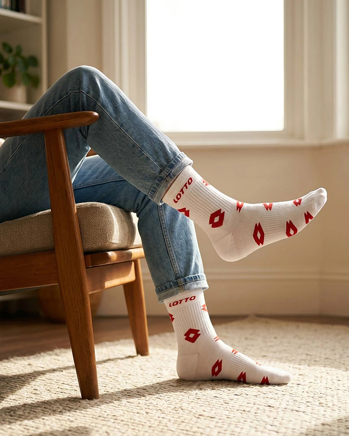 Unisex Lotto StreetPlay Socks 1.0 Pack of 2 - Bright White-Black Beauty-Fiery Red Socks0