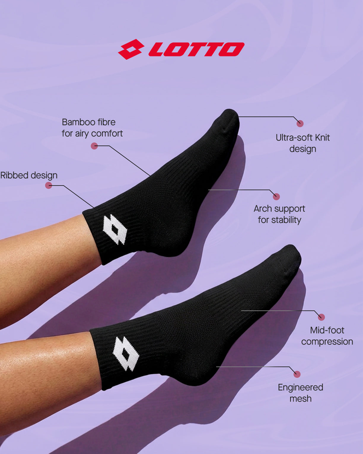Unisex Lotto Play Socks 3.0 Pack of 3 - Black Beauty Socks4