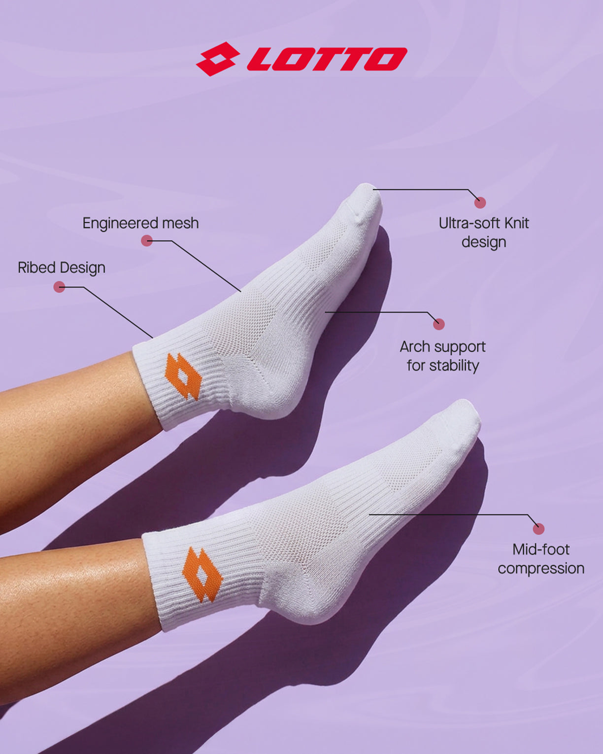 Unisex Lotto Kickoff Socks 1.0 Pack of 3 - Black Beauty, Bright White & Castle Rock Socks8