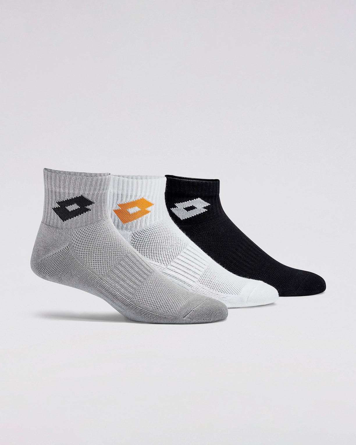 Unisex Lotto Kickoff Socks 1.0 Pack of 3 - Black Beauty, Bright White & Castle Rock Socks1