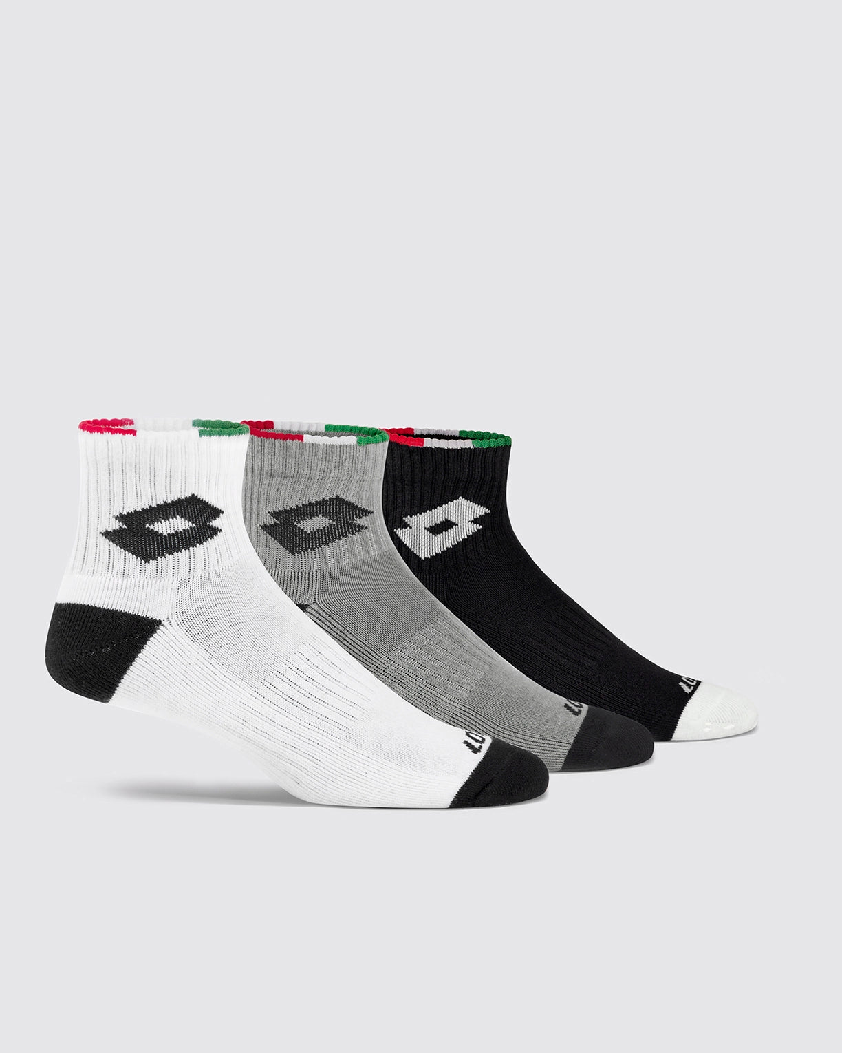 Unisex Lotto Lotto Kickoff Socks 2.0 Pack of 3 - Bright White, Black Beauty, Castle Rock Socks1