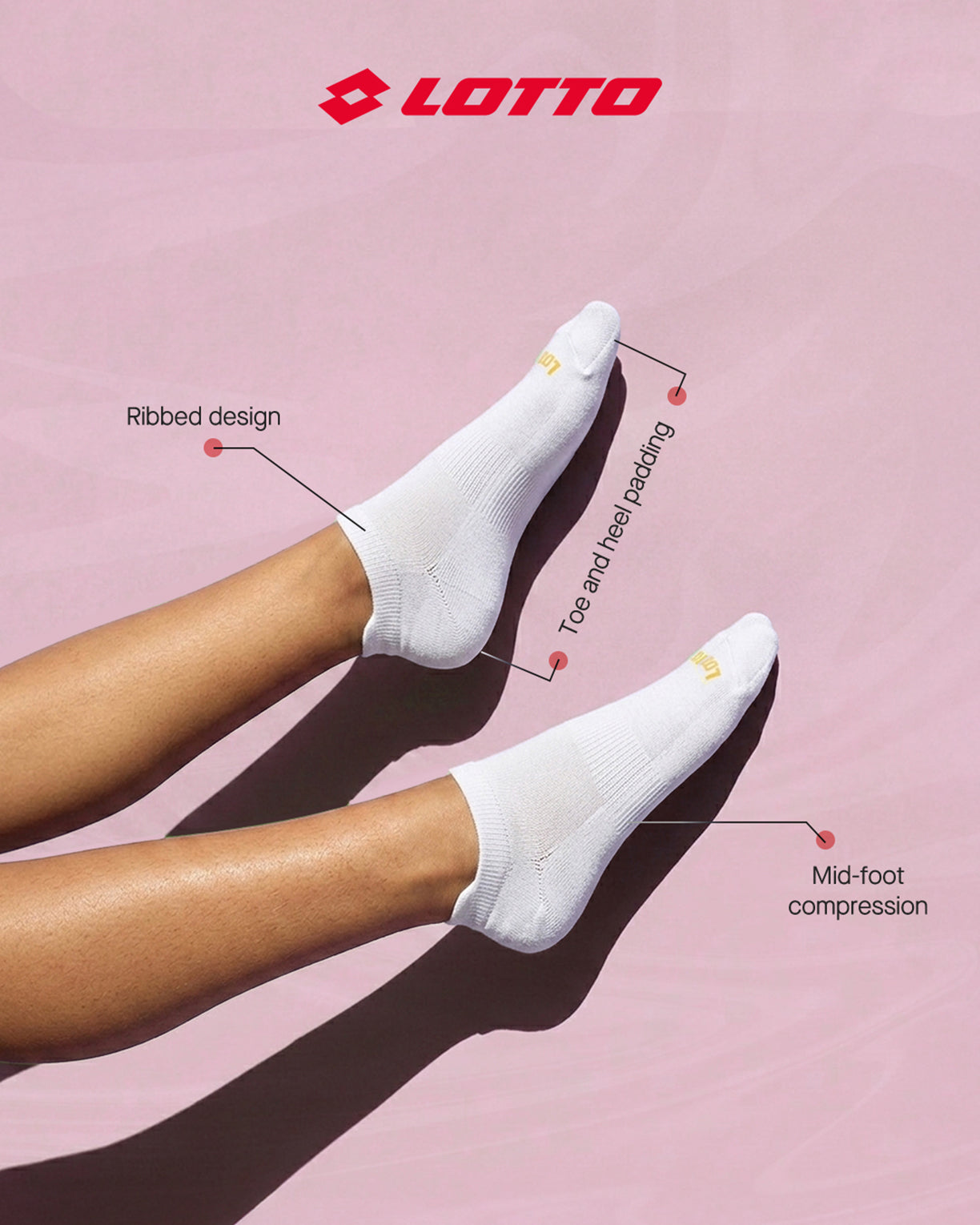 Unisex Lotto Lotto Essentials Socks 2.0 Pack of 3 - Bright White Socks4