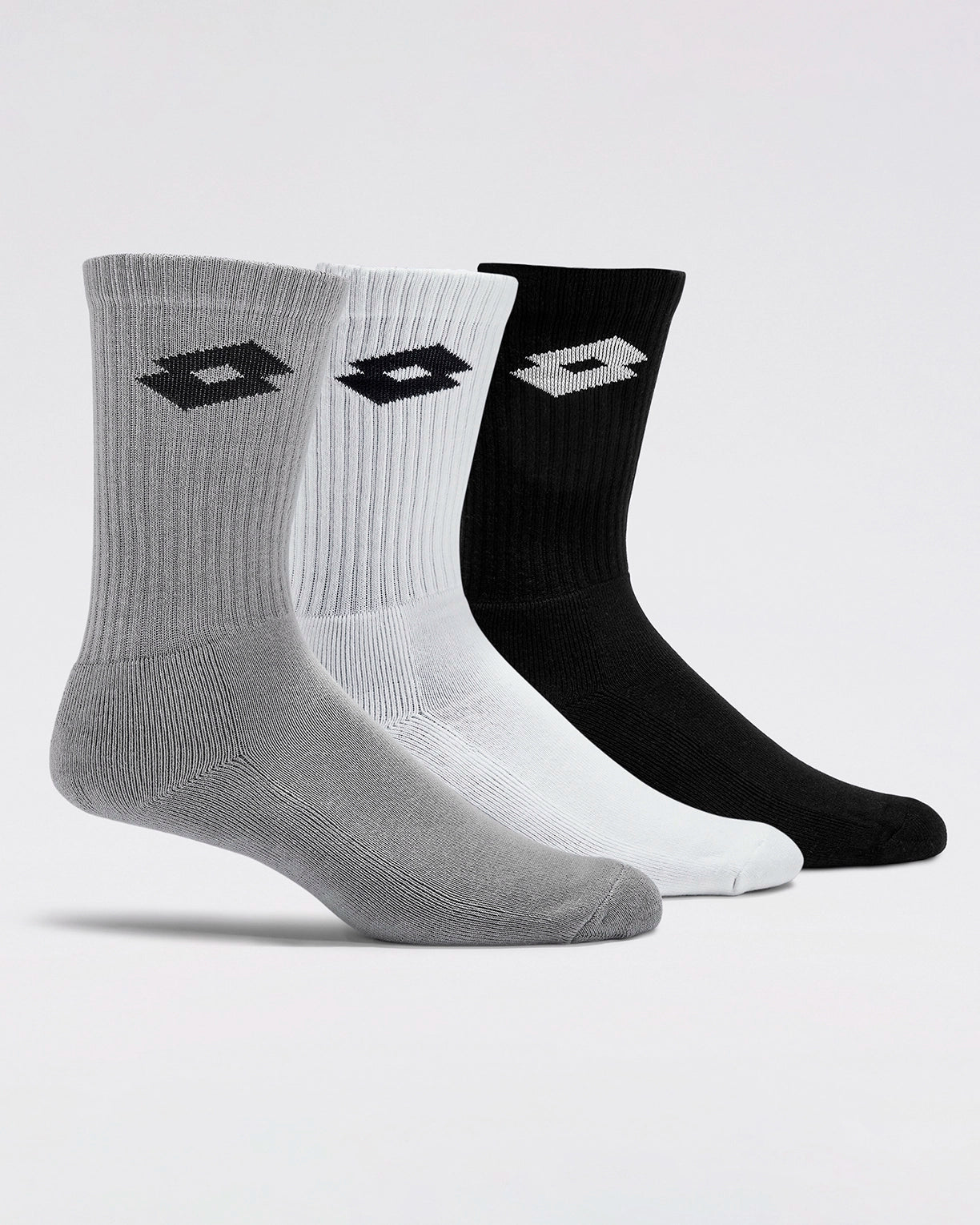 Unisex Lotto Courtline Socks 1.0 Pack of 3 - Black Beauty, Castle Rock & Bright White Socks1