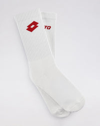 Unisex Lotto Courtline Socks 1.0 White Mid-Crew - 3 Pairs - White Socks 1