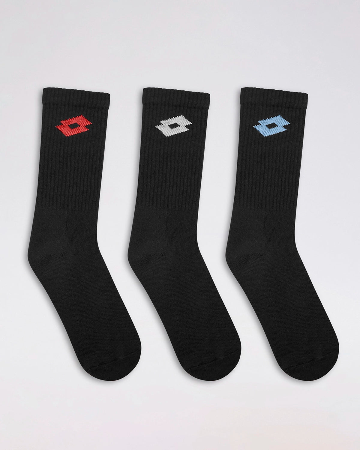 Unisex Lotto Courtline Socks 1.0 Black Mid-Crew - 3 Pairs - Black Socks1