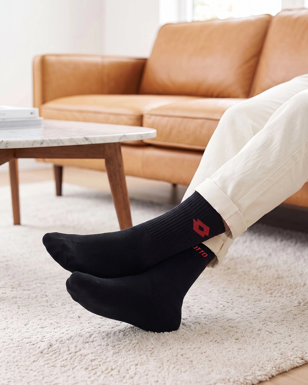 Unisex Lotto Courtline Socks 1.0 Black Mid-Crew - 3 Pairs - Black Socks0