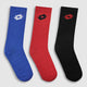 Courtline Socks 1.0 Assorted Mid-Crew - 3 Pairs - Black, Blue & Red