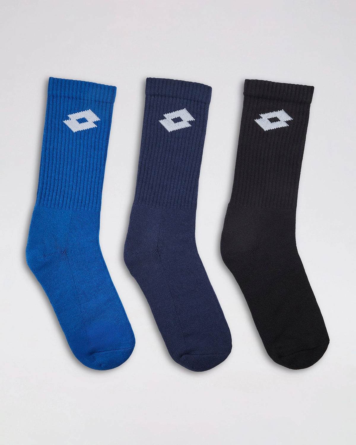Unisex Lotto Courtline Socks 1.0 Assorted Mid-Crew - 3 Pairs - Black, Navy & Blue Socks1