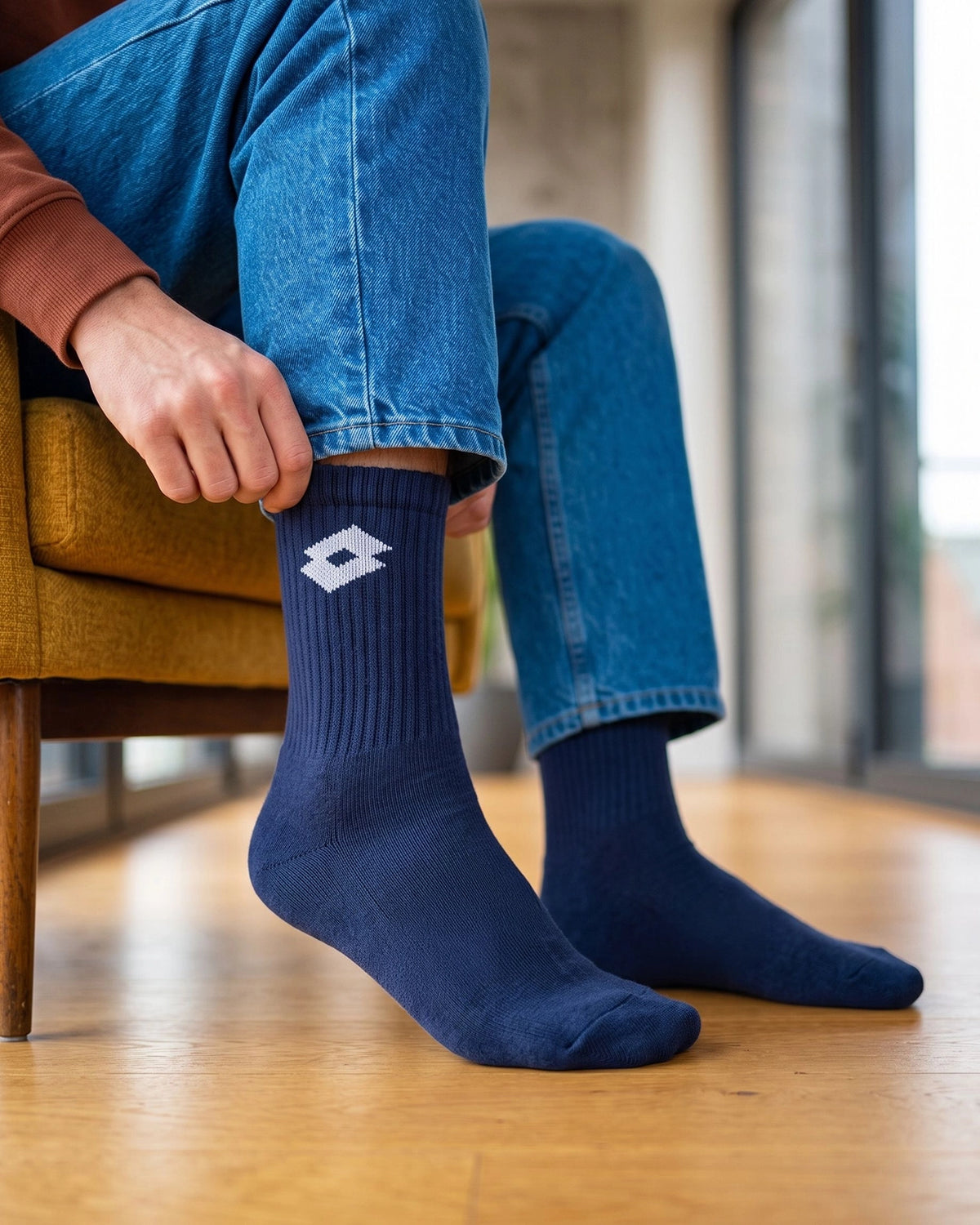 Unisex Lotto Courtline Socks 1.0 Assorted Mid-Crew - 3 Pairs - Black, Navy & Blue Socks0